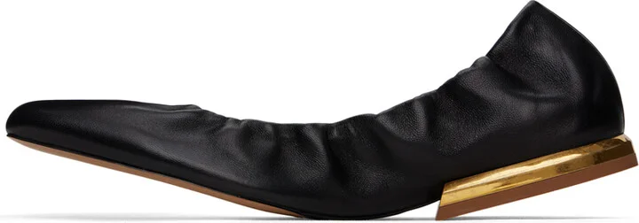 Dries Van Noten Black Leather Ballerina Flats - Image 3