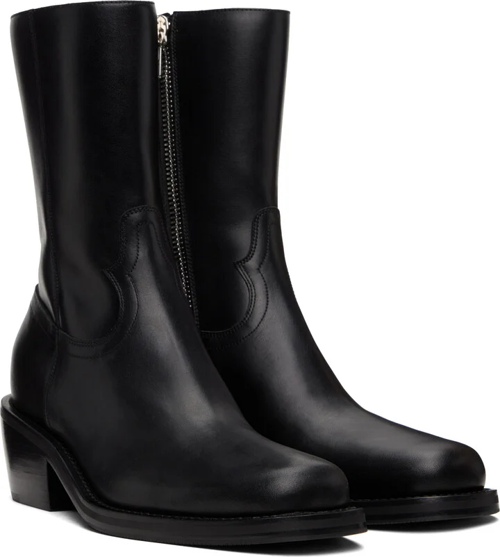 Dries Van Noten Black Leather Boots - Image 4
