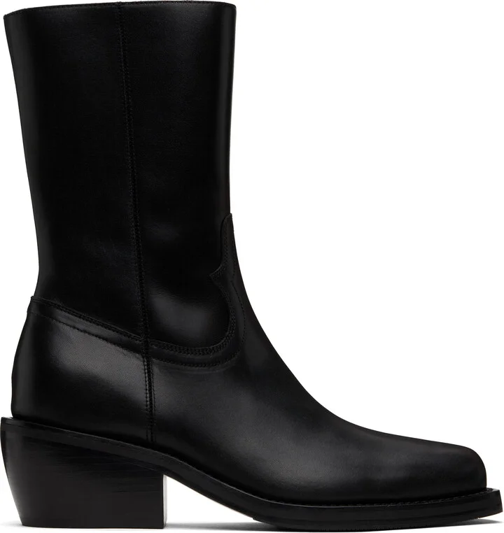 Dries Van Noten Black Leather Boots