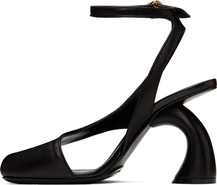 Dries Van Noten Black Leather Heeled Sandals - Image 3