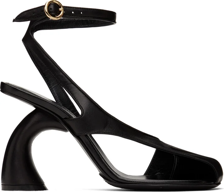 Dries Van Noten Black Leather Heeled Sandals
