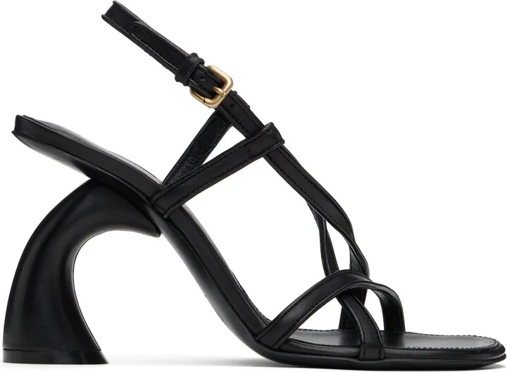 Dries Van Noten Black Leather Heeled Sandals