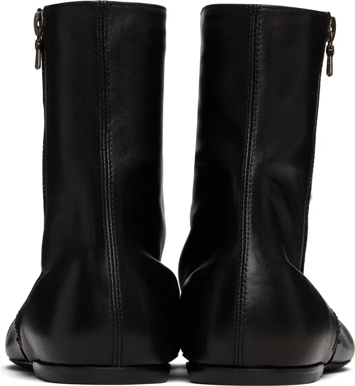Dries Van Noten Black Leather Sock Boots - Image 2