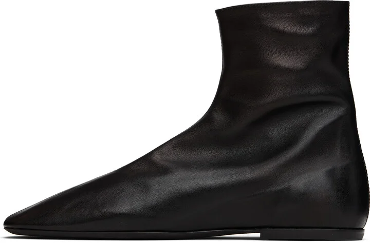 Dries Van Noten Black Leather Sock Boots - Image 3