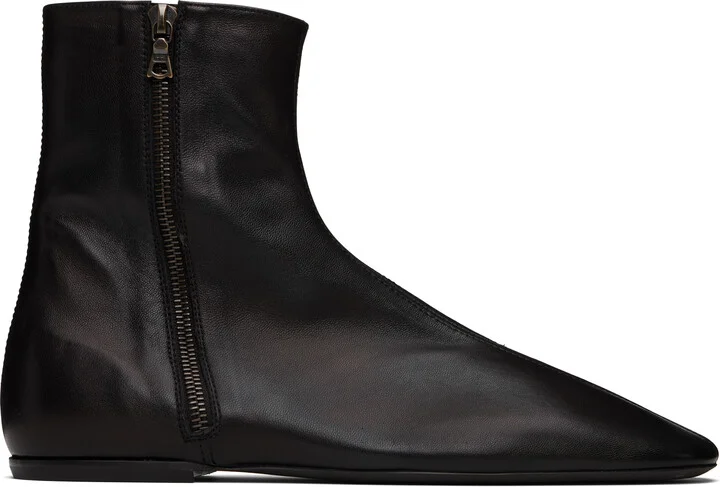 Dries Van Noten Black Leather Sock Boots