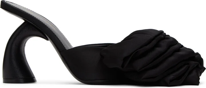 Dries Van Noten Black Ruffled Mules