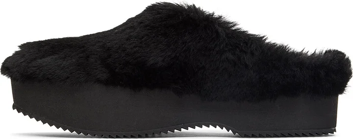 Dries Van Noten Black Slip-On Shearling Loafers - Image 3