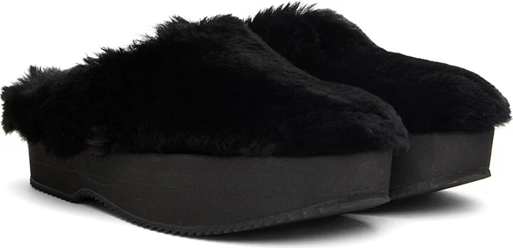 Dries Van Noten Black Slip-On Shearling Loafers - Image 4