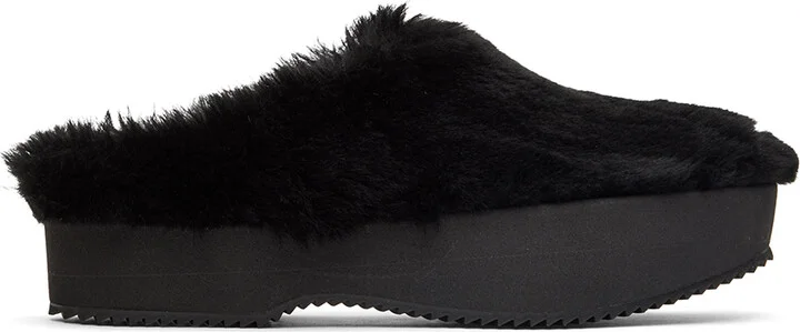 Dries Van Noten Black Slip-On Shearling Loafers