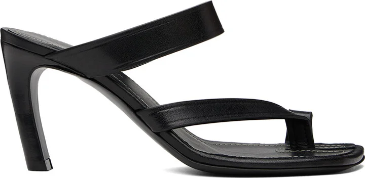 Dries Van Noten Black Thong Heeled Sandals