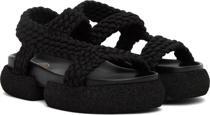 Dries Van Noten Black Woven Sandals - Image 4