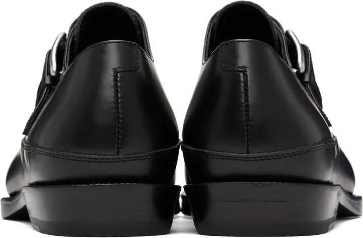 Dries Van Noten Black & Yellow Leather Monkstraps - Image 2