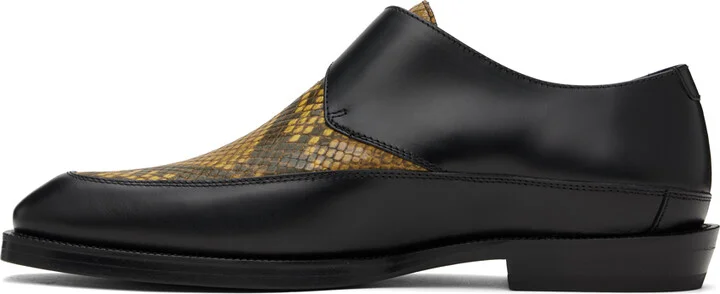 Dries Van Noten Black & Yellow Leather Monkstraps - Image 3