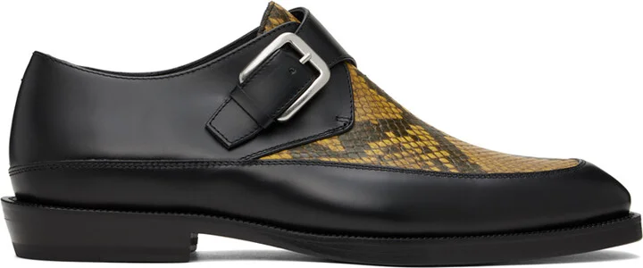 Dries Van Noten Black & Yellow Leather Monkstraps