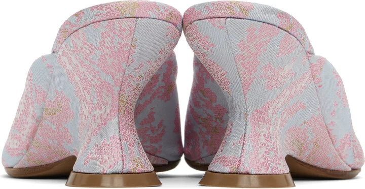 Dries Van Noten Blue Open-Toe Jacquard Mules - Image 2