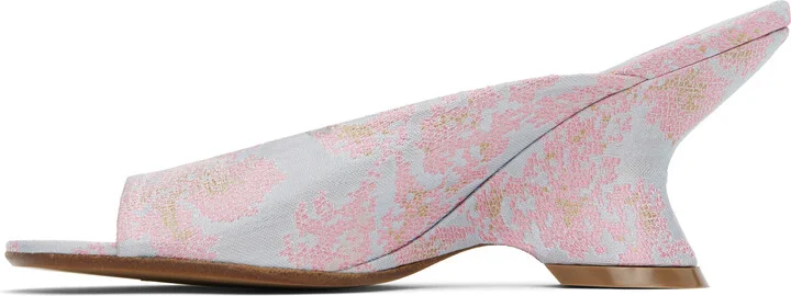 Dries Van Noten Blue Open-Toe Jacquard Mules - Image 3
