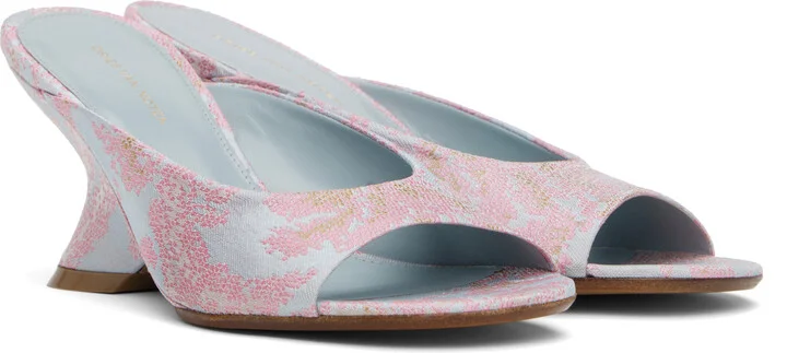 Dries Van Noten Blue Open-Toe Jacquard Mules - Image 4