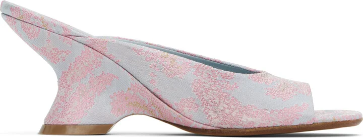 Dries Van Noten Blue Open-Toe Jacquard Mules