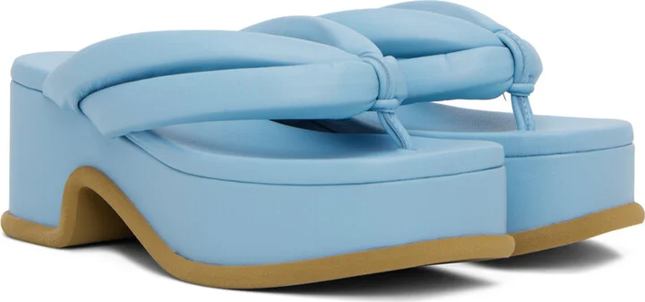 Dries Van Noten Blue Platform Thong Heeled Sandals - Image 4