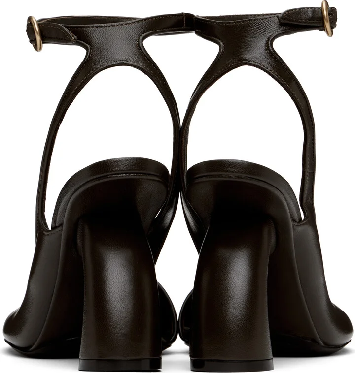 Dries Van Noten Brown Asymmetrical Heels - Image 2