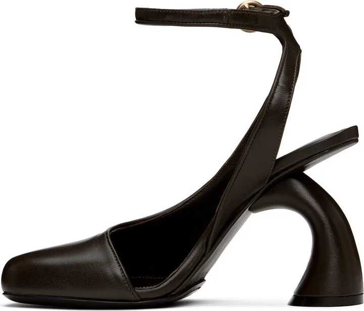 Dries Van Noten Brown Asymmetrical Heels - Image 3