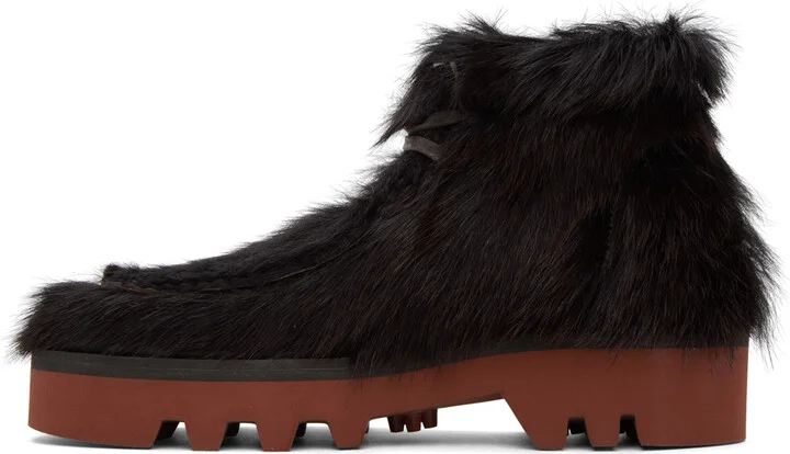 Dries Van Noten Brown Hair-On Leather Boots - Image 3