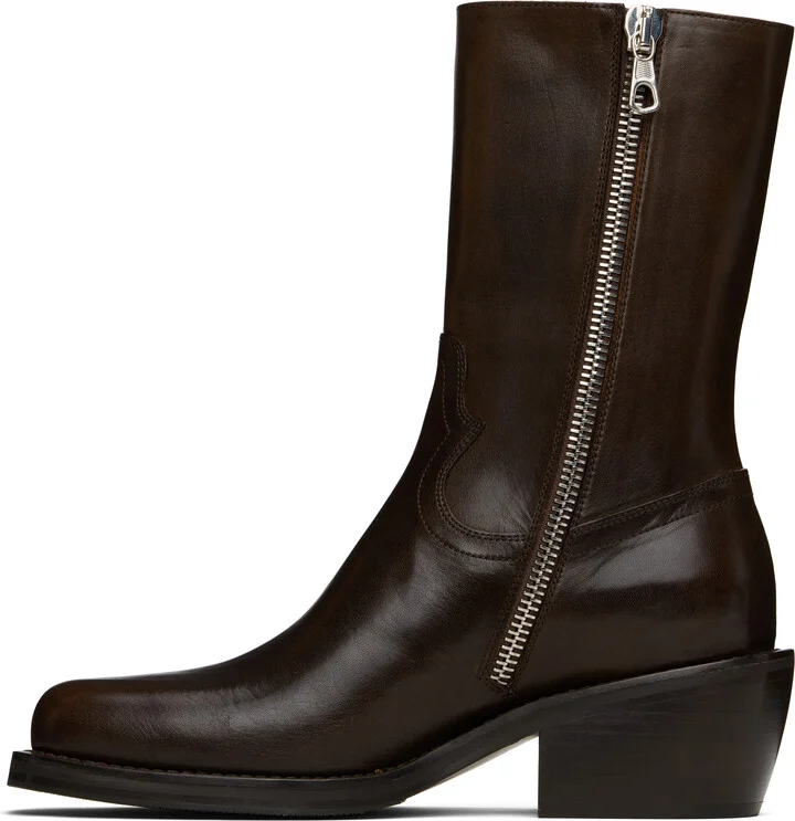 Dries Van Noten Brown Leather Boots - Image 3