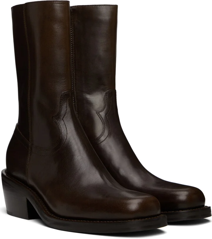 Dries Van Noten Brown Leather Boots - Image 4