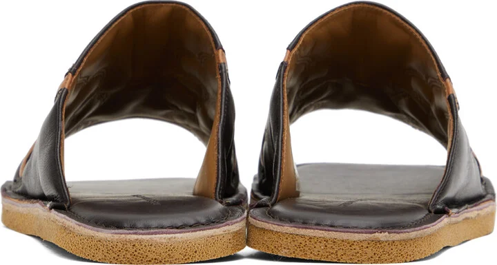 Dries Van Noten Brown Leather Slides - Image 2