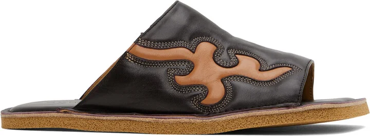 Dries Van Noten Brown Leather Slides