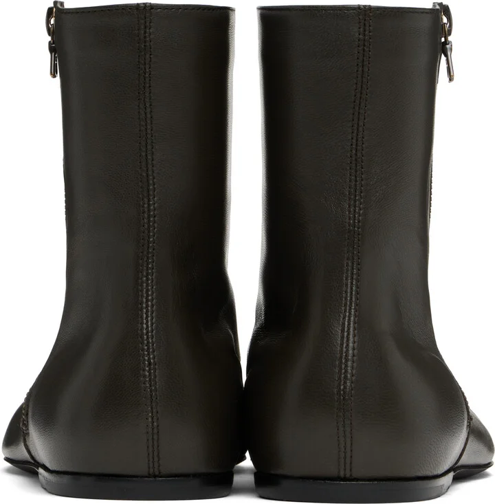 Dries Van Noten Brown Leather Sock Boots - Image 2
