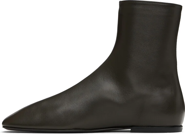 Dries Van Noten Brown Leather Sock Boots - Image 3