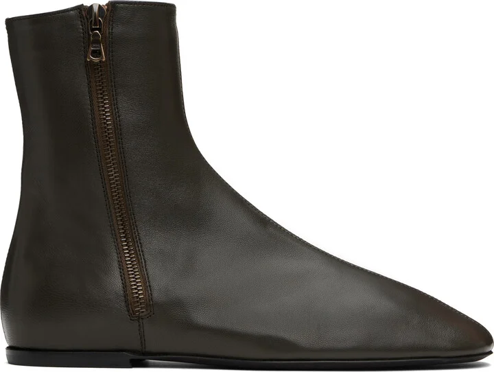 Dries Van Noten Brown Leather Sock Boots