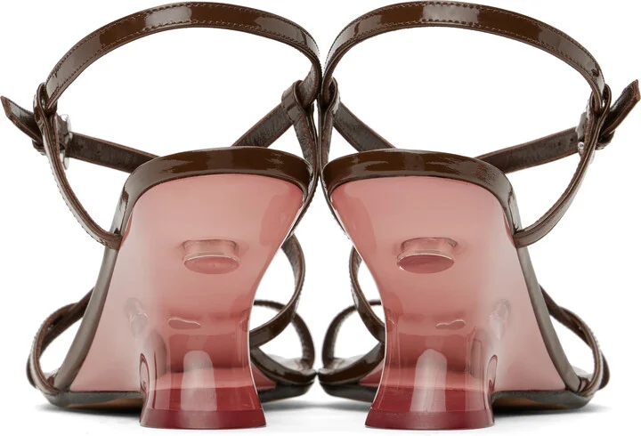 Dries Van Noten Brown Patent Leather Heeled Sandals - Image 2