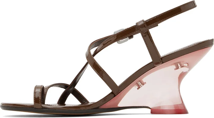 Dries Van Noten Brown Patent Leather Heeled Sandals - Image 3