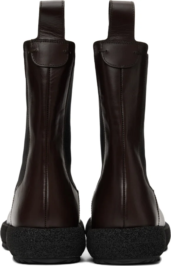 Dries Van Noten Brown Platform Chelsea Boots - Image 2