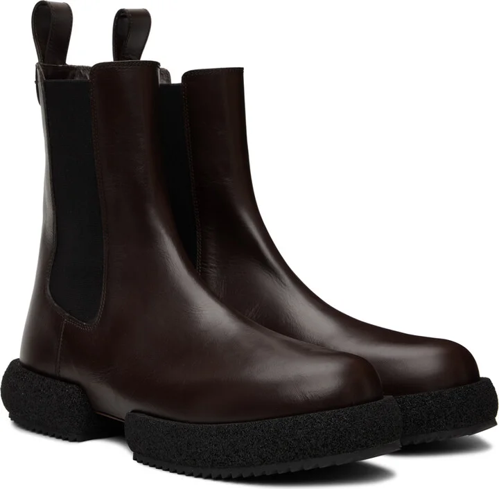 Dries Van Noten Brown Platform Chelsea Boots - Image 4