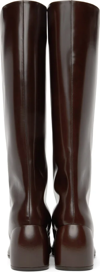 Dries Van Noten Brown Polished Tall Boots - Image 2