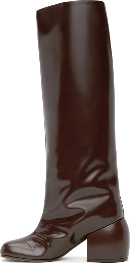 Dries Van Noten Brown Polished Tall Boots - Image 3