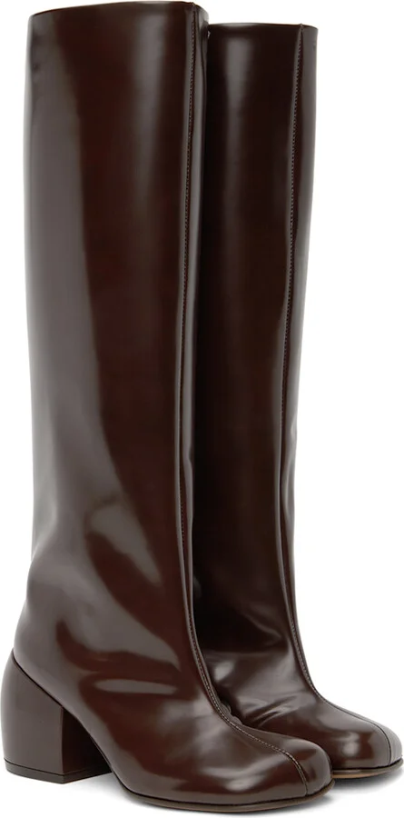 Dries Van Noten Brown Polished Tall Boots - Image 4