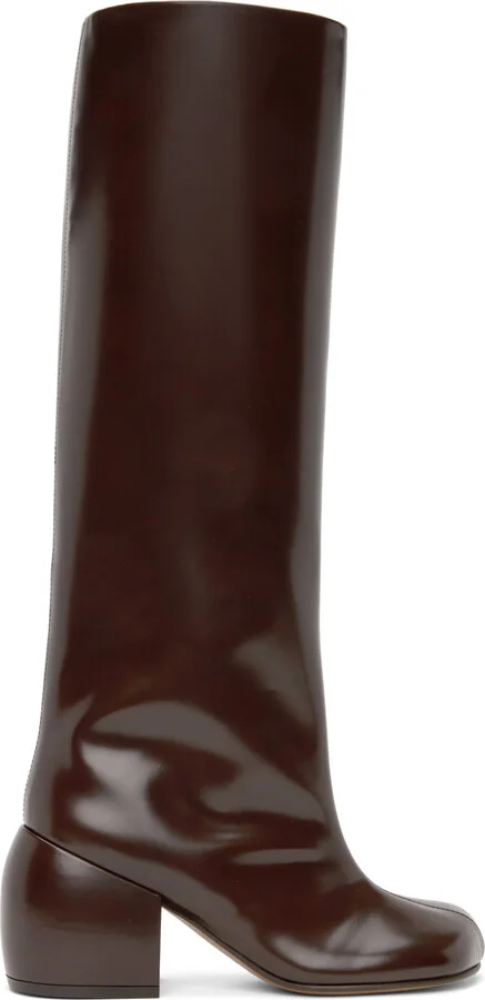 Dries Van Noten Brown Polished Tall Boots