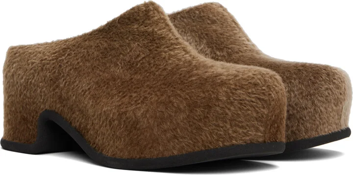 Dries Van Noten Brown Shearling Slip-on Loafers - Image 4