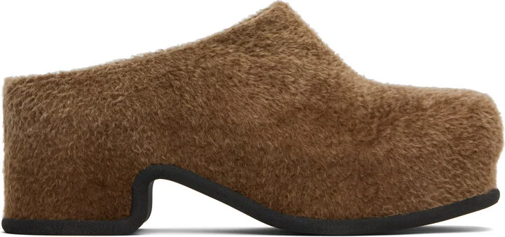 Dries Van Noten Brown Shearling Slip-on Loafers