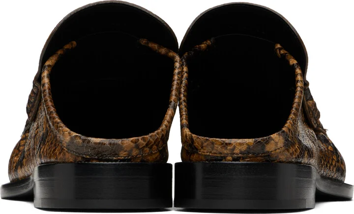 Dries Van Noten Brown Snake Print Slip-on Loafers - Image 2