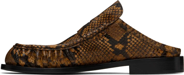 Dries Van Noten Brown Snake Print Slip-on Loafers - Image 3