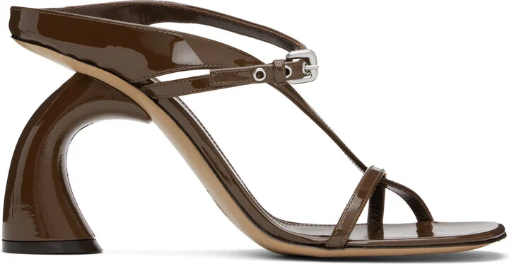 Dries Van Noten Brown Strappy Sculptural Heeled Sandals
