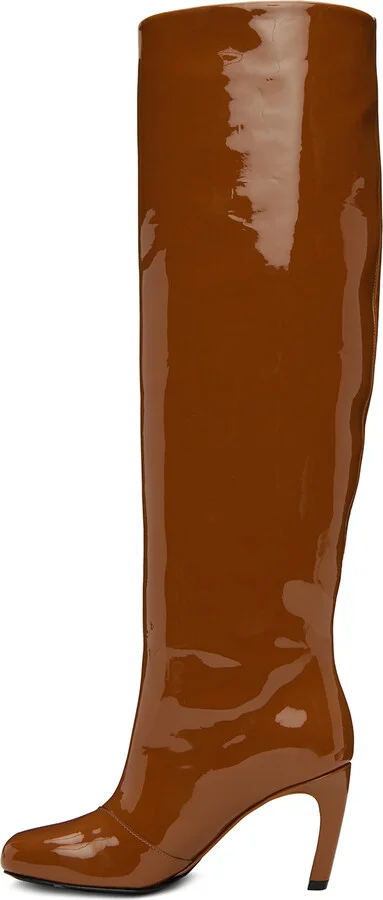 Dries Van Noten Brown Structured Tall Boots - Image 3