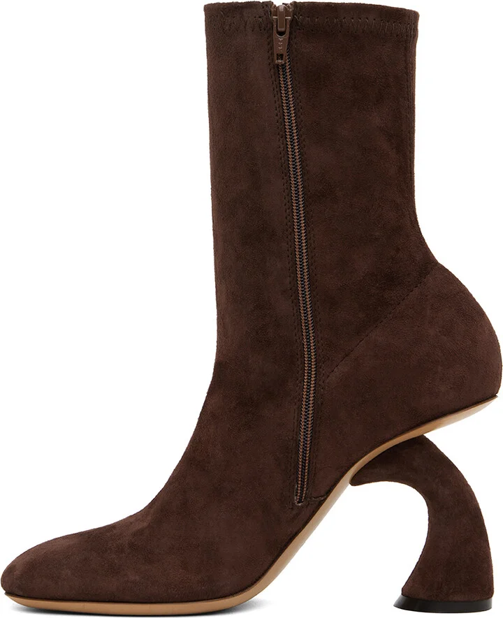 Dries Van Noten Brown Suede Boots - Image 3
