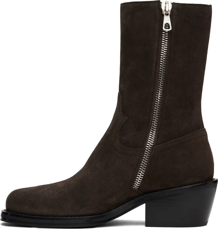Dries Van Noten Brown Suede Boots - Image 3