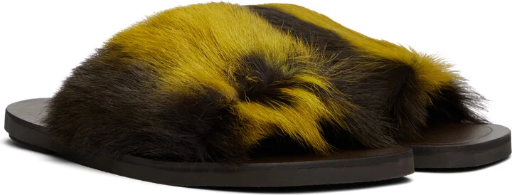Dries Van Noten Brown & Yellow Open Toe Sandals - Image 4